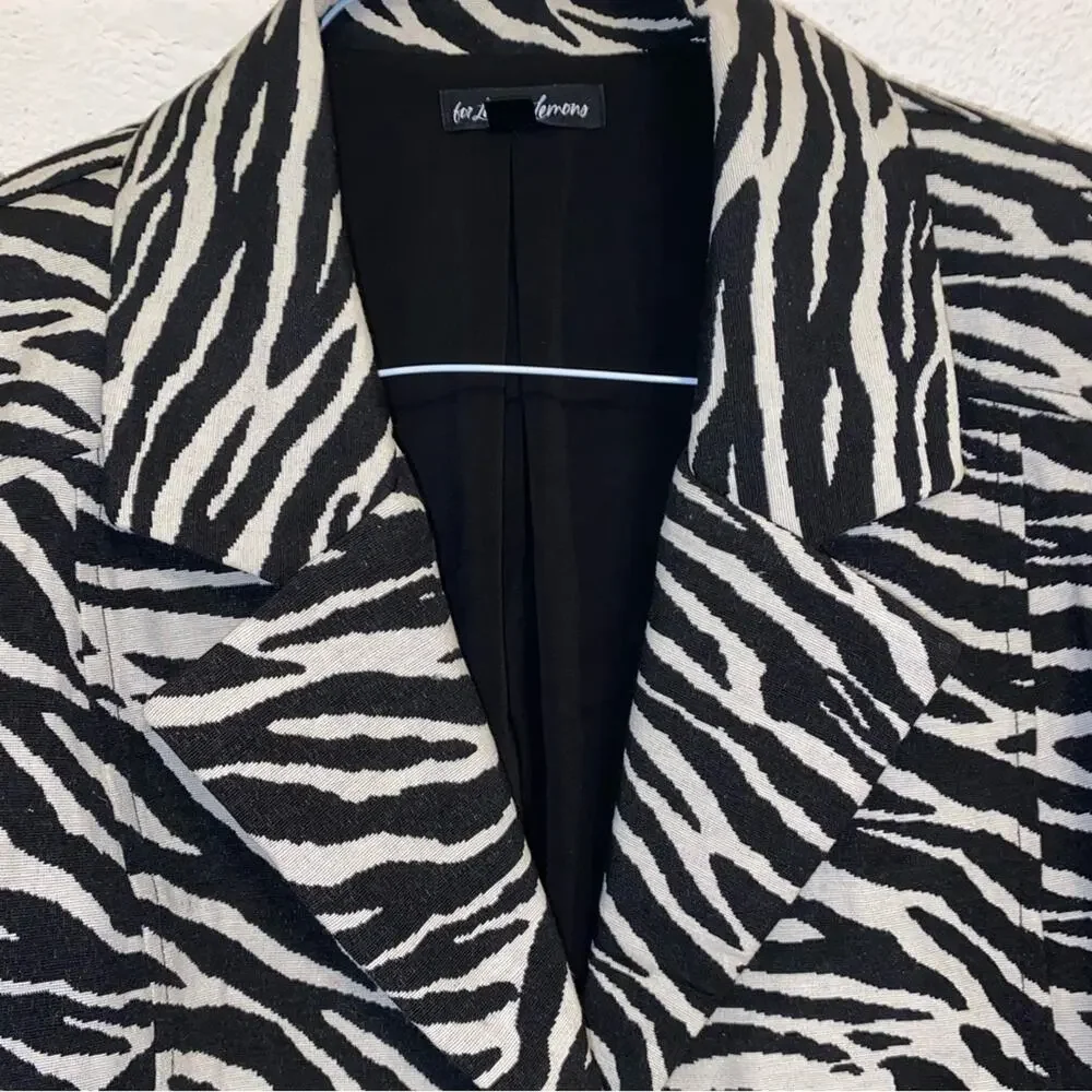 FOR LOVE & LEMONS $189 Josie Cropped Jacket in Zebra Small NWOT